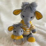 crochet elephant baby gift mustard