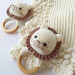 Crochet rattle lion baby gift